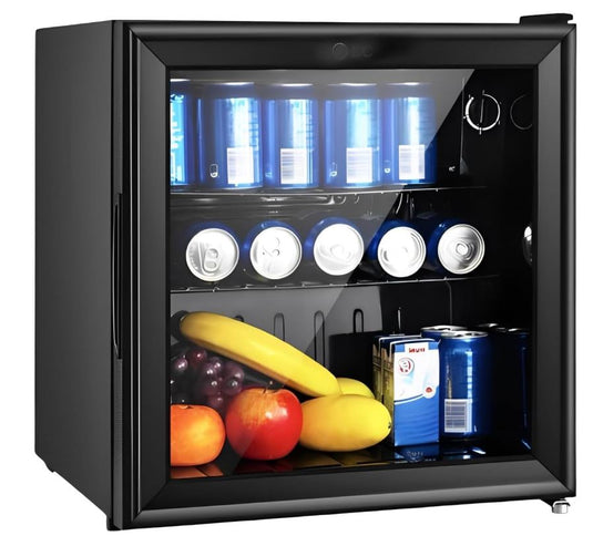 ثلاجة صغيرة للمشروبات سعة 50 لترًا، زجاج مقسّى، 55 واط - درجة حرارة ثابتة، لون أسود DLC-32450