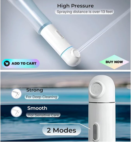 شطاف محمول مع خزان سعة 350 مل، شطاف سفر محمول صغير كهربائي قابل لإعادة الشحن بمنفذ USB-C عالي الضغط