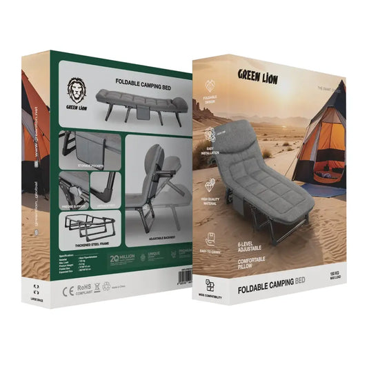 سرير تخييم قابل للطي من Green Lion باللون الرمادي