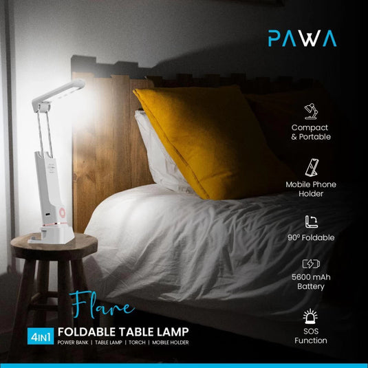 مصباح قابل للطي + شاحن للجوال بقوة ٥ الاف ملي امبير ٤ في ١