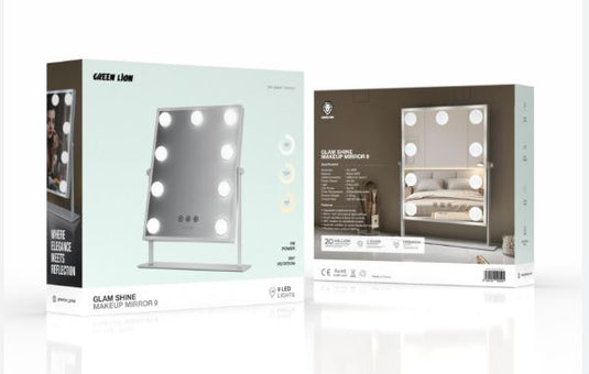 مرآة مكياج جلام شاين من جرين ليون مزودة بـ 9 مصابيح LED - بيضاء