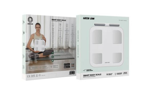 ميزان الجسم الذكي من جرين ليون مع 8 أقطاب كهربائية - أبيض