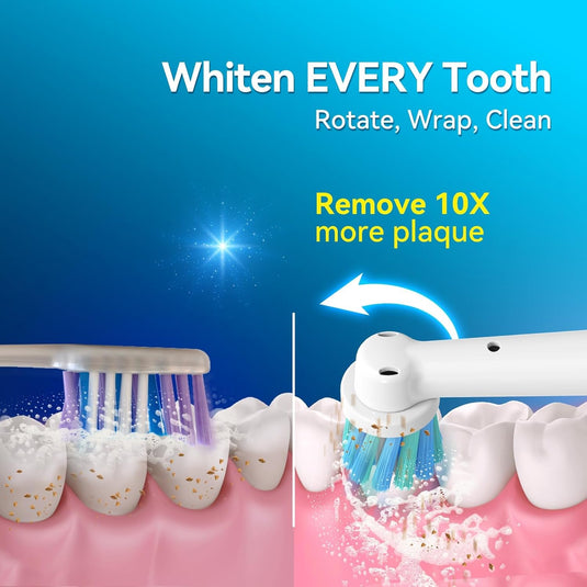 فرشاة أسنان كهربائية دوارة SEAGO مع 8 رؤوس فرشاة مستديرة