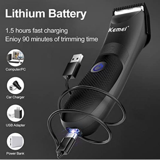 مكينة حلاقة KEMEI لجميع أجزاء الجسم مقاومة للماء