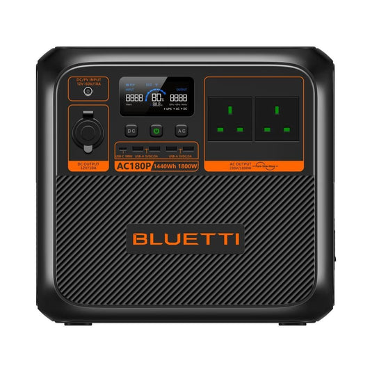 محطة طاقة محمولة BLUETTI AC180P بسعة 1440Wh وقدرة 1800W – بطارية LiFePO4 وشحن سريع