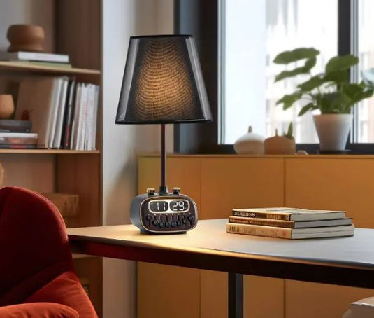 مصباح مكتبي بورودو لايف ستايل ريترو مع خاصية الضوضاء البيضاء ومكبر صوت بلوتوث - أسود