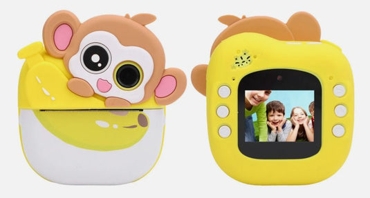 كاميرا رقمية للطباعة الفورية بدقة 48 ميجابكسل عالية الوضوح على شكل قرد كرتوني لطيف وكاميرا حرارية فورية