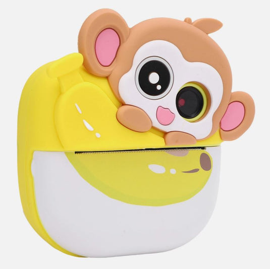 كاميرا رقمية للطباعة الفورية بدقة 48 ميجابكسل عالية الوضوح على شكل قرد كرتوني لطيف وكاميرا حرارية فورية