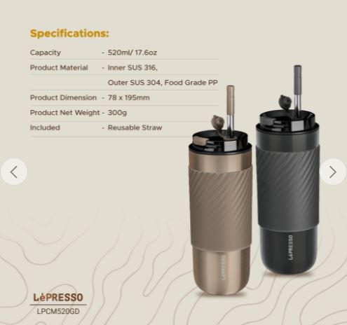 كوب حراري من Lepresso مع فلتر للنقع