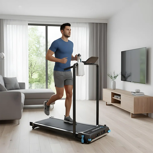 جهاز المشي القابل للطي 2 في 1 من باورولوجي مع وسادة تدليك - أسود