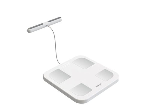 ميزان الجسم الذكي من جرين ليون مع 8 أقطاب كهربائية - أبيض