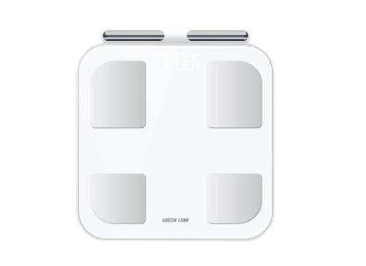 ميزان الجسم الذكي من جرين ليون مع 8 أقطاب كهربائية - أبيض