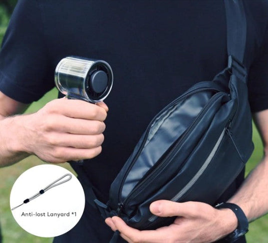 مروحة تبريد شخصية قوية بتقنية توربو، شاشة رقمية، قابلة لإعادة الشحن بقدرة 3000 مللي أمبير في الساعة