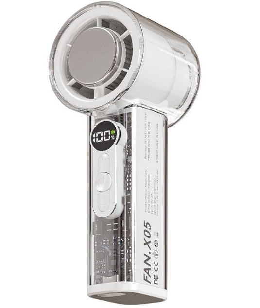 مروحة تبريد شخصية قوية بتقنية توربو، شاشة رقمية، قابلة لإعادة الشحن بقدرة 3000 مللي أمبير في الساعة