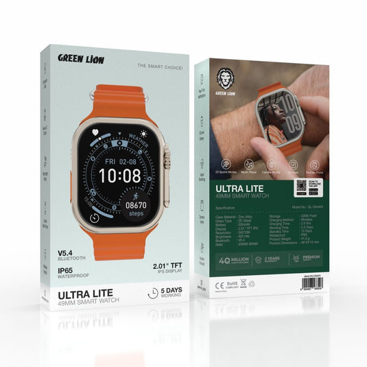 ساعة Green Lion Ultra Lite الذكية بشاشة TFT IPS مقاس 2.01 بوصة – تيتانيوم