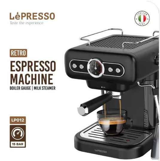 مقياس غلاية الإسبريسو ريترو وجهاز تبخير الحليب من LePresso